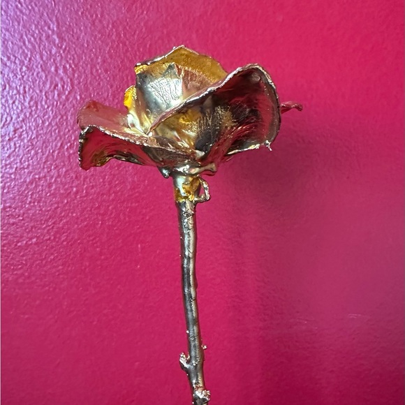 Vintage! 24K Gold Dipped, blooming Real American Rose with Original Tag - Picture 4 of 9